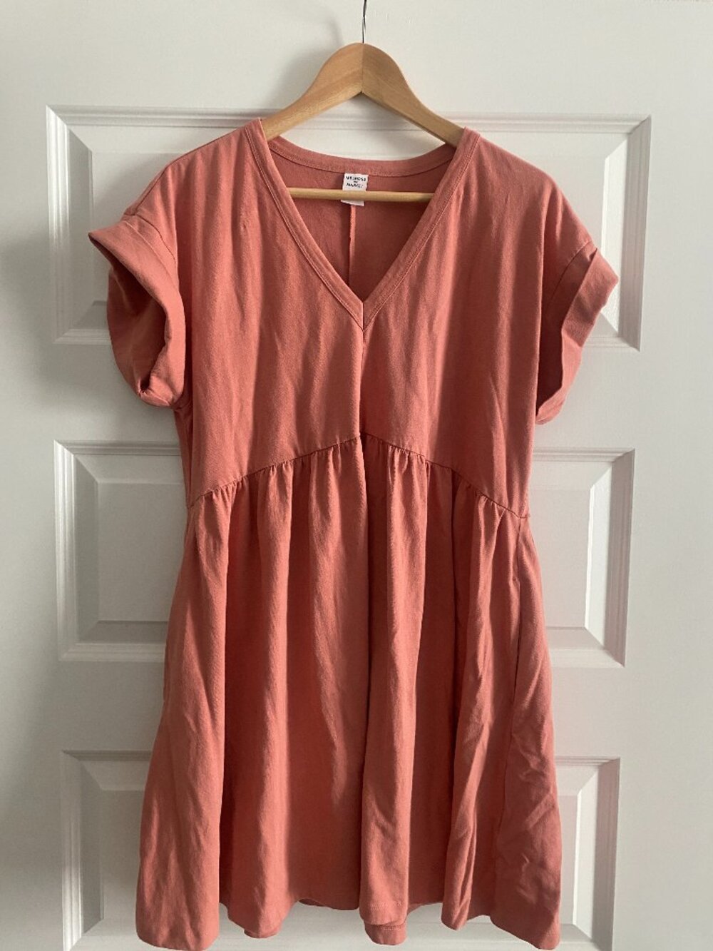 Cute popover pink summer dress